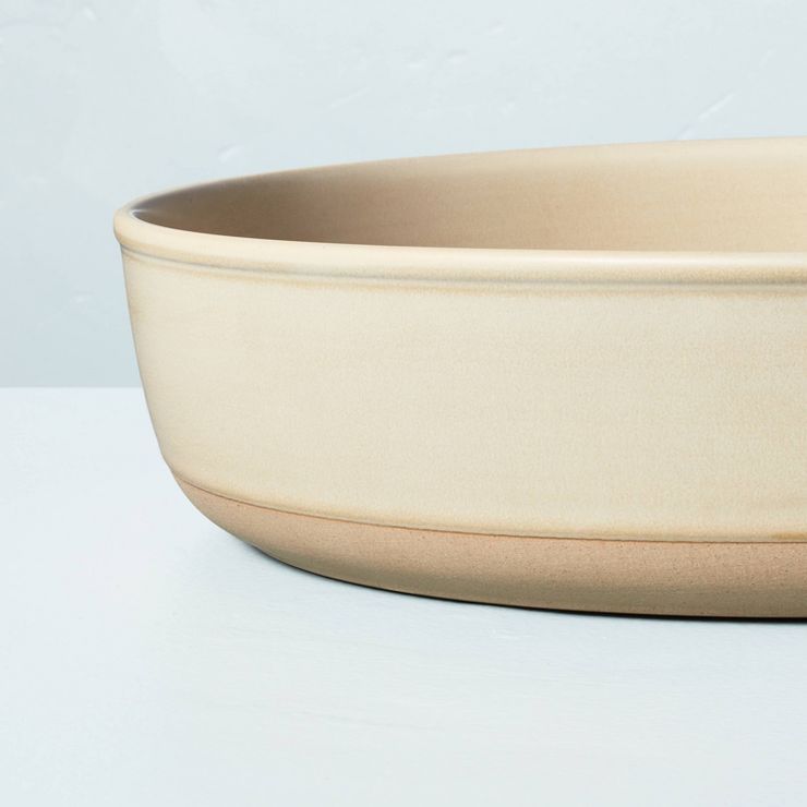 127oz Modern Rim Stoneware Serving Bowl Taupe/Clay - Hearth & Hand™ with Magnolia | Target