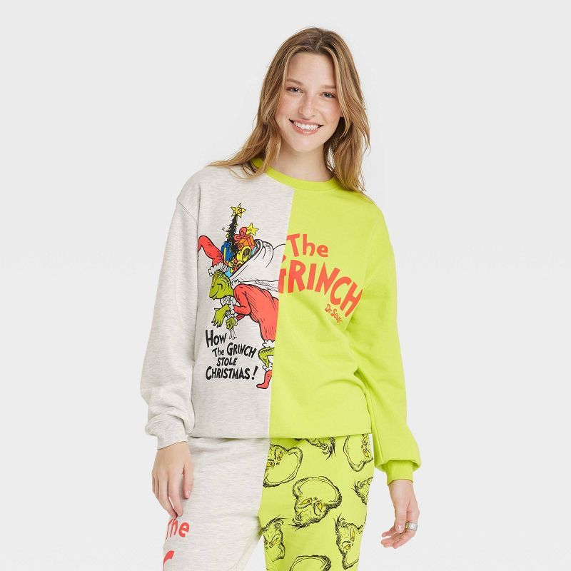Women's The Grinch Colorblock Graphic Sweatshirt - Green | Target