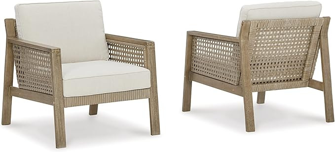 Signature Design by Ashley Outdoor Barn Cove Eucalyptus Patio Lounge Chair, 2 Count, Brown | Amazon (US)