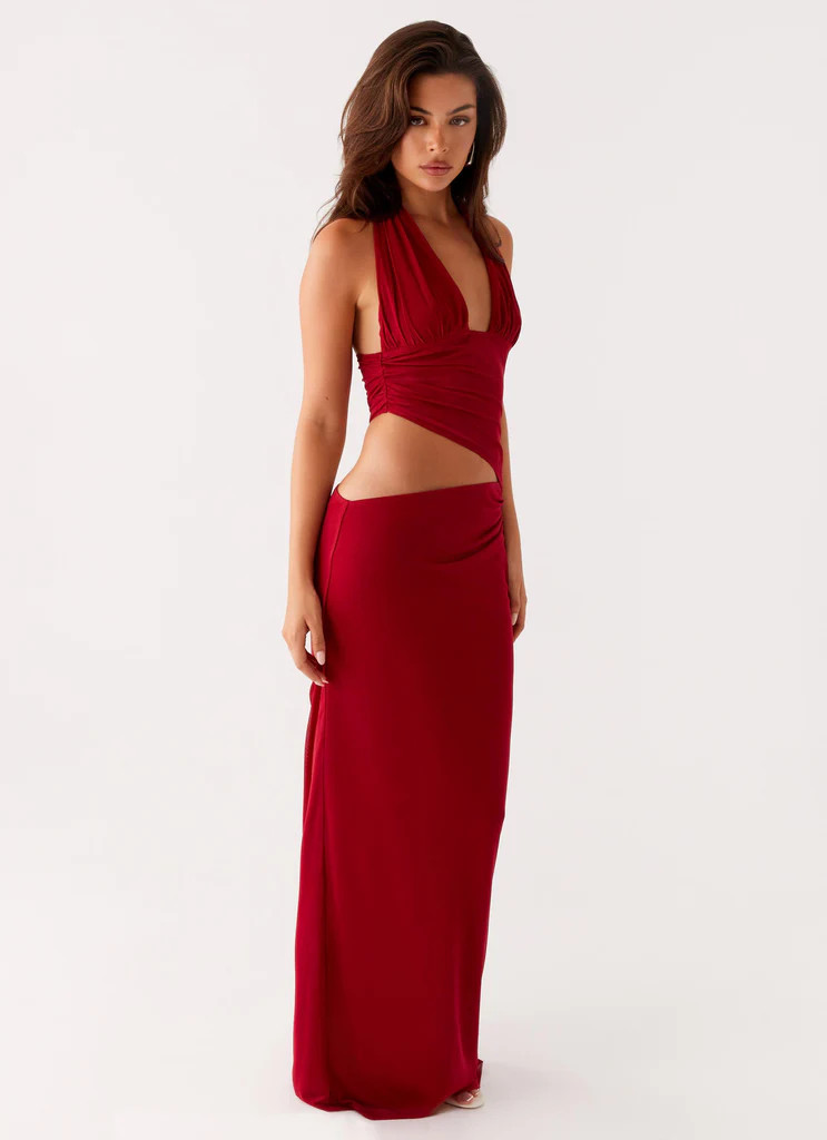 Main Act Halter Maxi Dress - Raspberry | Peppermayo (Global)