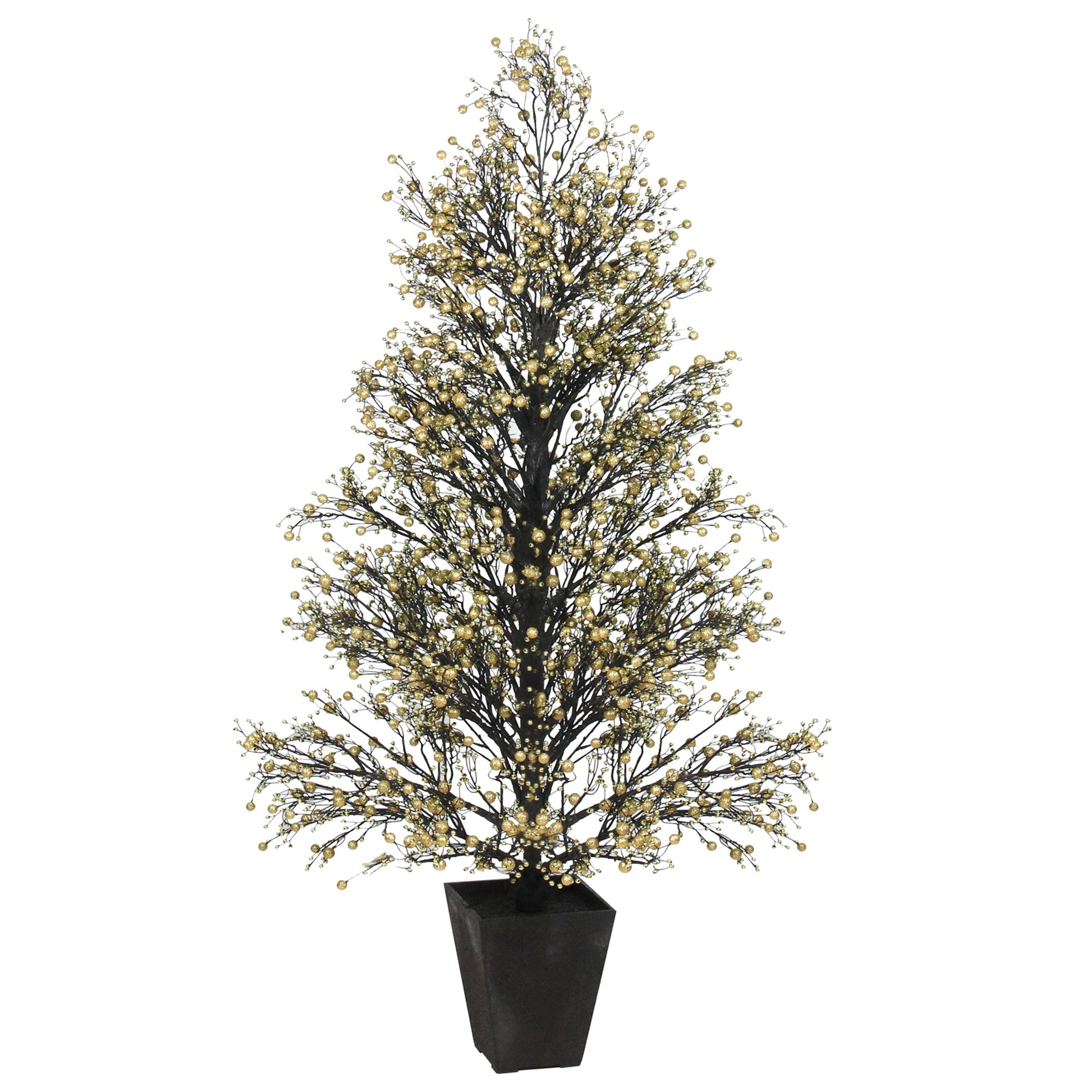 51" Potted Gold & Black Glittered Berry Christmas Topiary Tree #XBZ728-GO | Walmart (US)