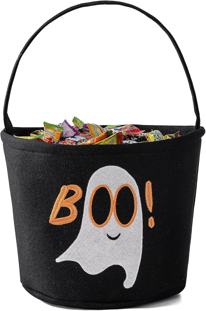 Halloween Bucket Halloween Basket for Kids, Trick or Treat Bags with Embroidery Foldable Hallowee... | Amazon (US)