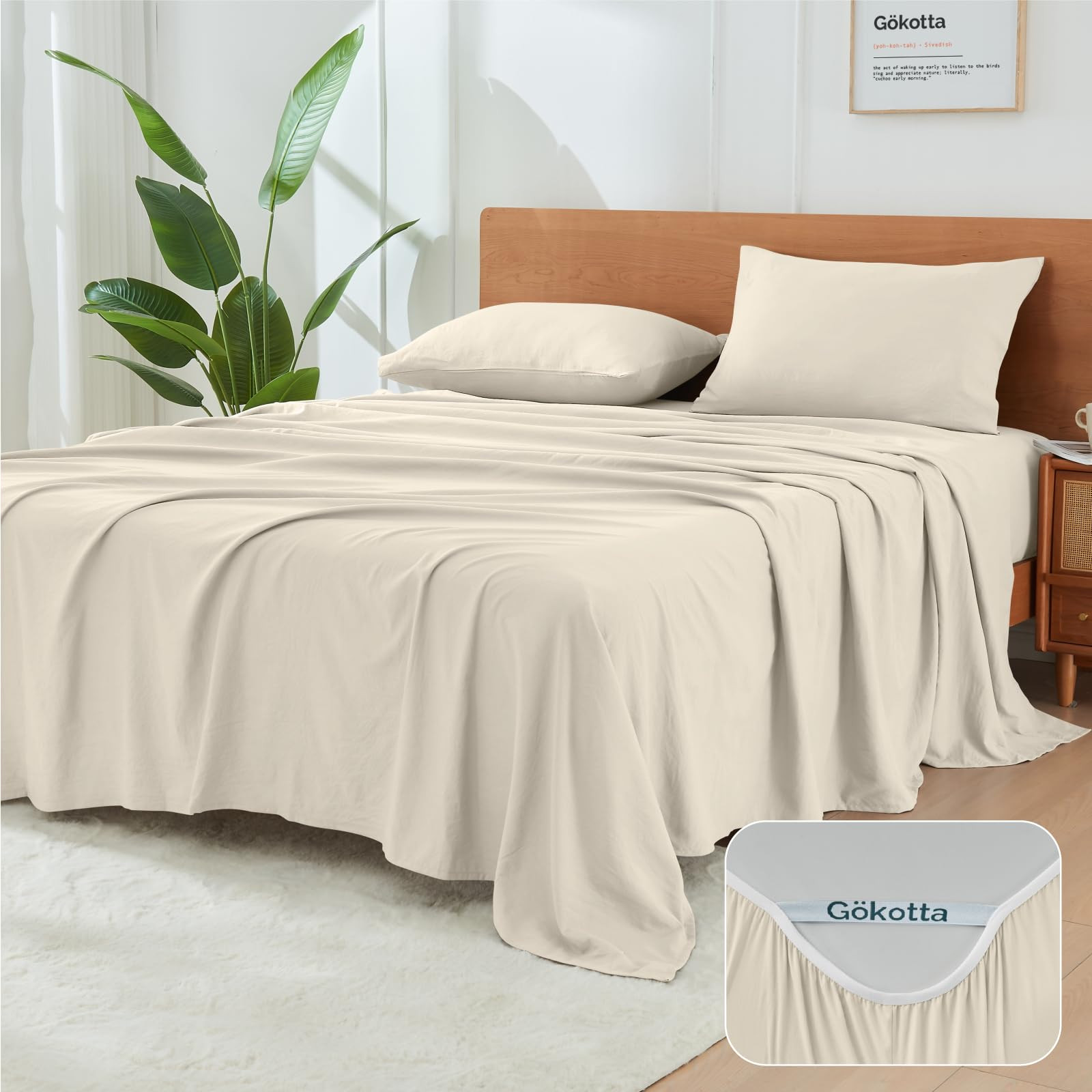 GOKOTTA 4-Pcs California King Sheet Set, 16-Inch Deep Pocket California King Sheets, Non Slip Ela... | Amazon (US)