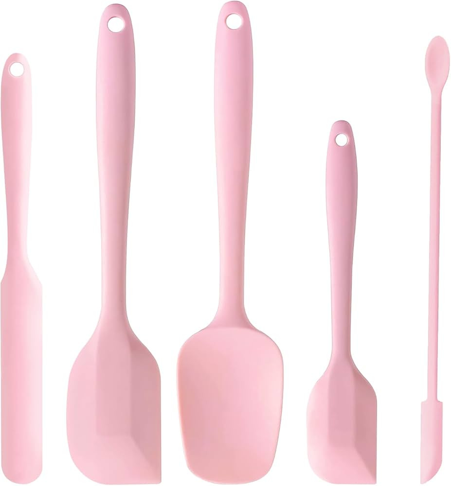 5 Piece Pink Silicone Spatula Set, Heat Resistant Rubber Spatulas Set, Silicone Kitchen Utensils ... | Amazon (US)