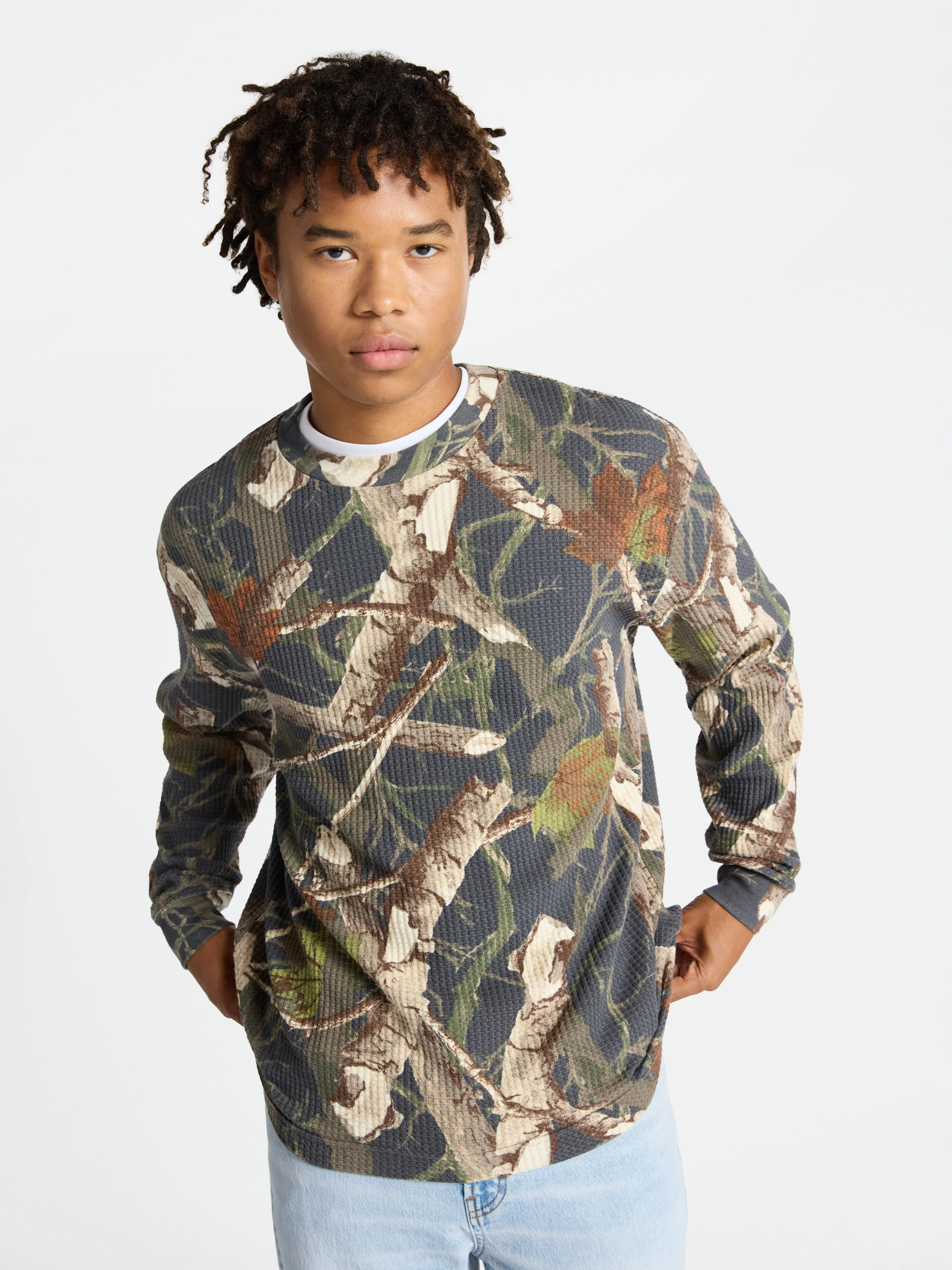 No Boundaries Thermal Tee with Long Sleeves, Men's & Big Men's | Walmart (US)