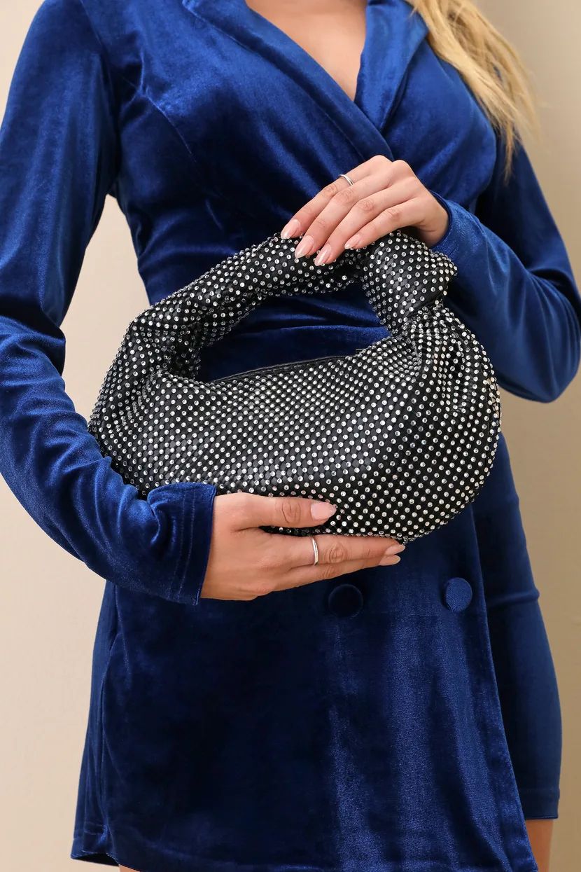 Stunning Purpose Black Rhinestone Knot Handle Clutch Bag | Lulus