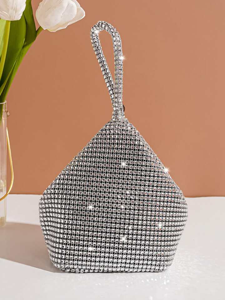 Strass Bolsa De Noite , Glitter Baile De Formatura Carteiras , Triângulo Designer Bolsa De Embre... | SHEIN
