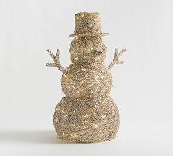 Lit Rattan Snowman | Pottery Barn (US)