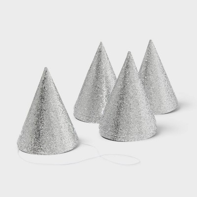 10ct 5" Glittered Party Hats Silver - Spritz™ | Target