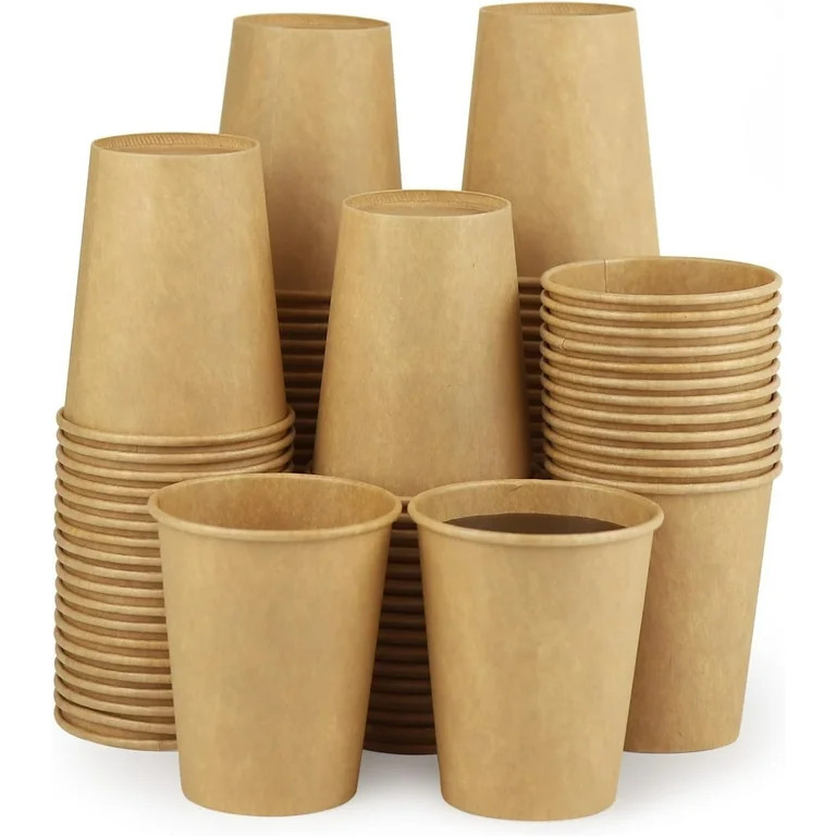 50 Pack 8 oz Compostable  Paper Cups: Disposable Paper Coffee Cups for Hot/Cold Beverage Party Ho... | Walmart (US)