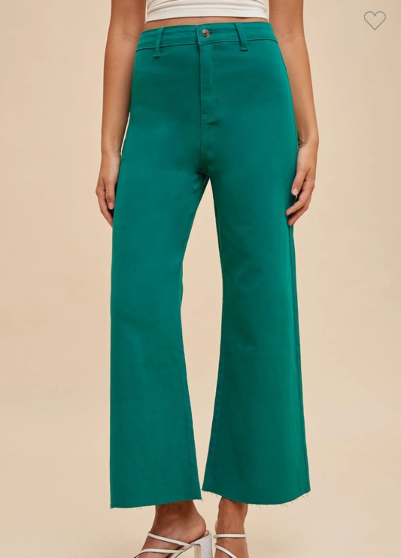 Emerald Wide Leg Pants Large | Shop Christine's Boutique 