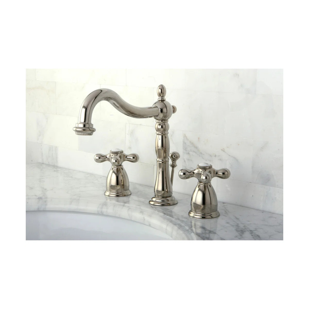Kingston Brass Heritage Two-Handle 3-Hole Deck Mount Widespread Bathroom Faucet with Pop-Up Drain... | Wayfair North America