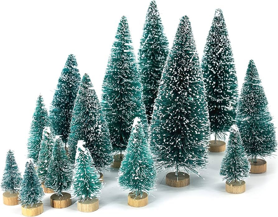 LOVEINUSA 40Pcs Mini Sisal Snow Frost Trees, Bottle Brush Trees 5 Sizes Christmas DIY Decoration ... | Amazon (US)