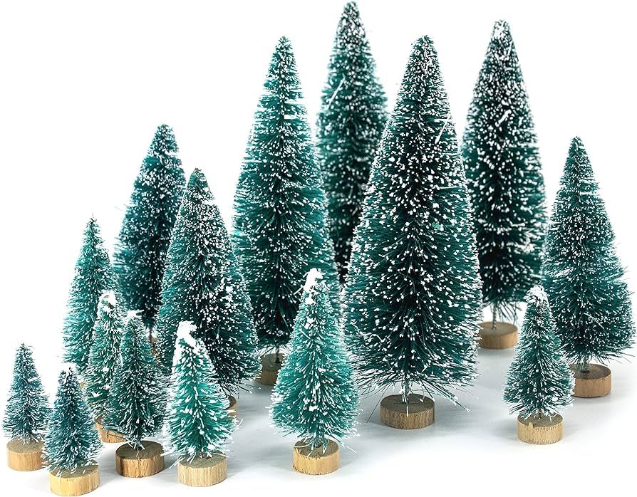 LOVEINUSA 40Pcs Mini Sisal Snow Frost Trees, Bottle Brush Trees 5 Sizes Christmas DIY Decoration ... | Amazon (US)