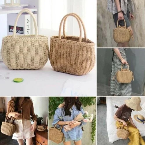 Women Straw Bags Woven Bag Summer Beach Rattan Shoulder Bag Bamboo Bag Handbag | Walmart (US)