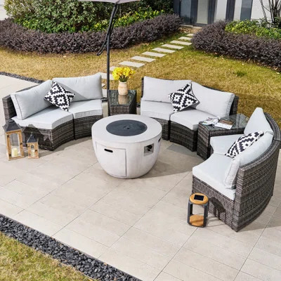 6 - Person Round Outdoor Dining Set With Cushions | Wayfair North America