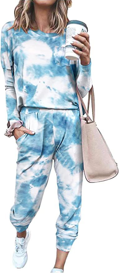 Ekouaer Lounge Sets for Women Sweatsuits Two Piece Outfit Long Sleeve Pajamas Set Sweatshirt Swea... | Amazon (US)