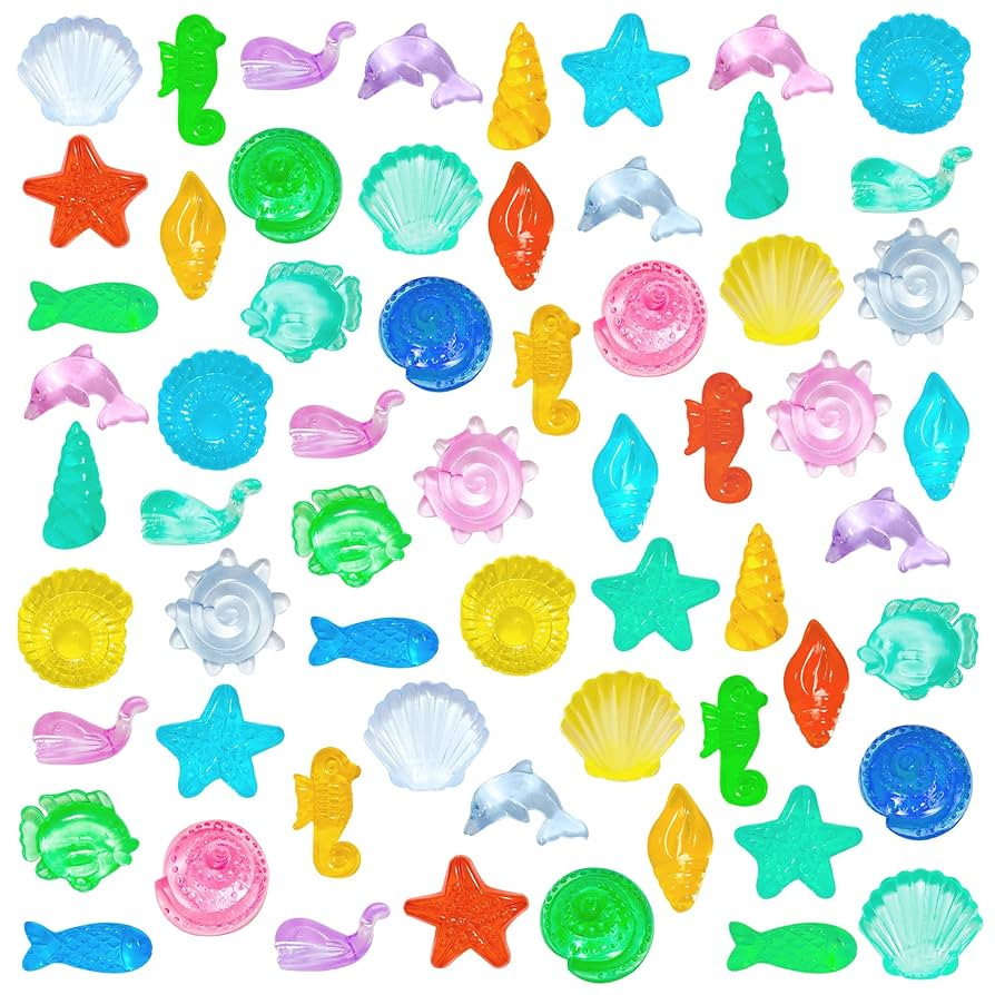 QEQEKAKA 450pcs Mini Ocean Sensory Bin Kit - Plastic Seashells Acrylic Gems for Diving Toys, Vase... | Amazon (US)