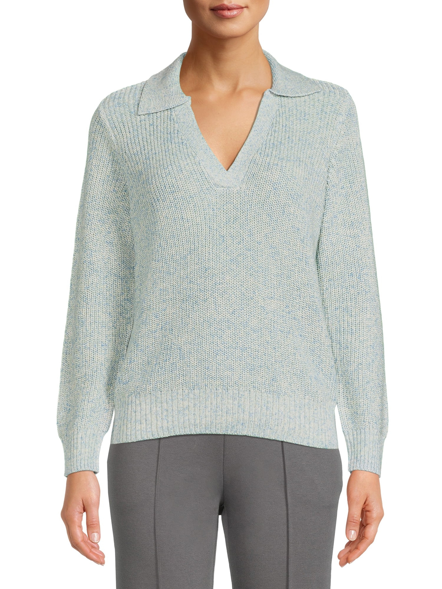 Time and Tru Women's Polo Sweater | Walmart (US)