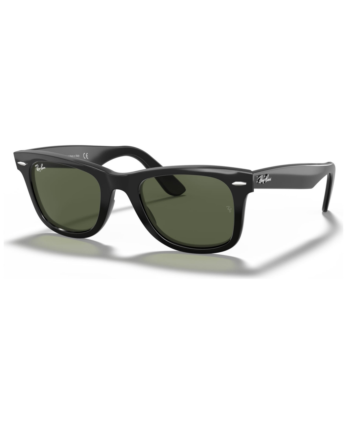 Ray-Ban Unisex Sunglasses, RB2140 Original Wayfarer - Polished Black/Green | Macy's