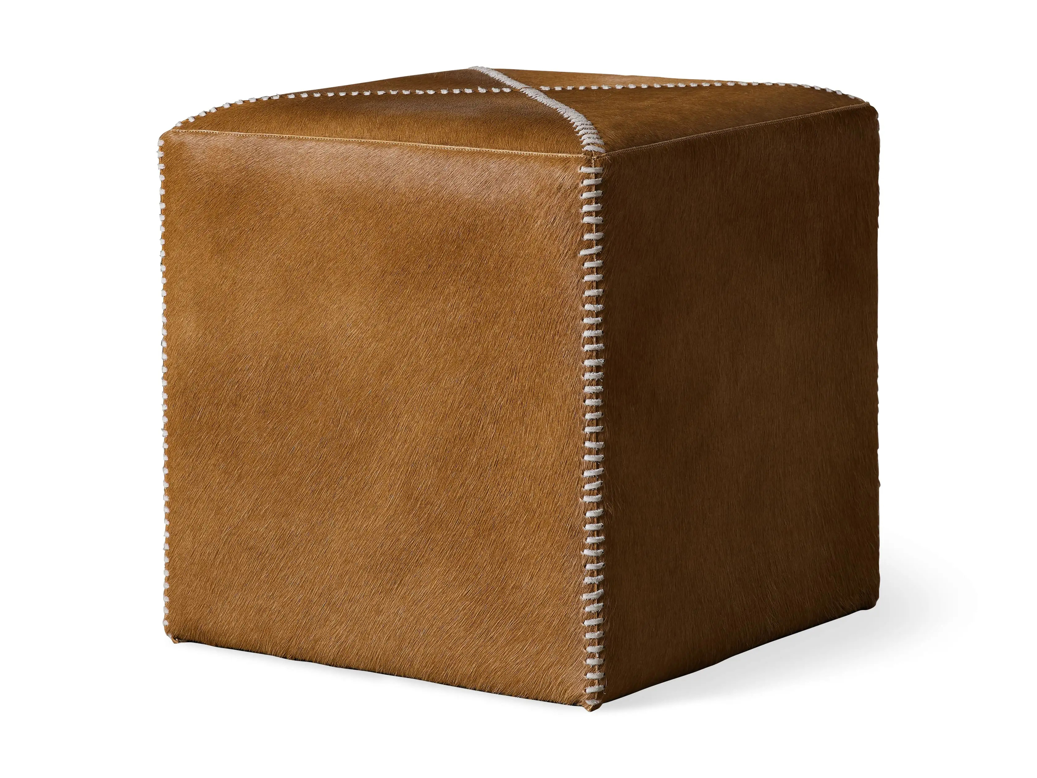 Hide Whipstitch Pouf | Arhaus
