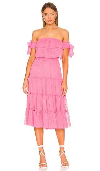 x REVOLVE Micaela Dress in Pink Lurex Clip Dot | Revolve Clothing (Global)