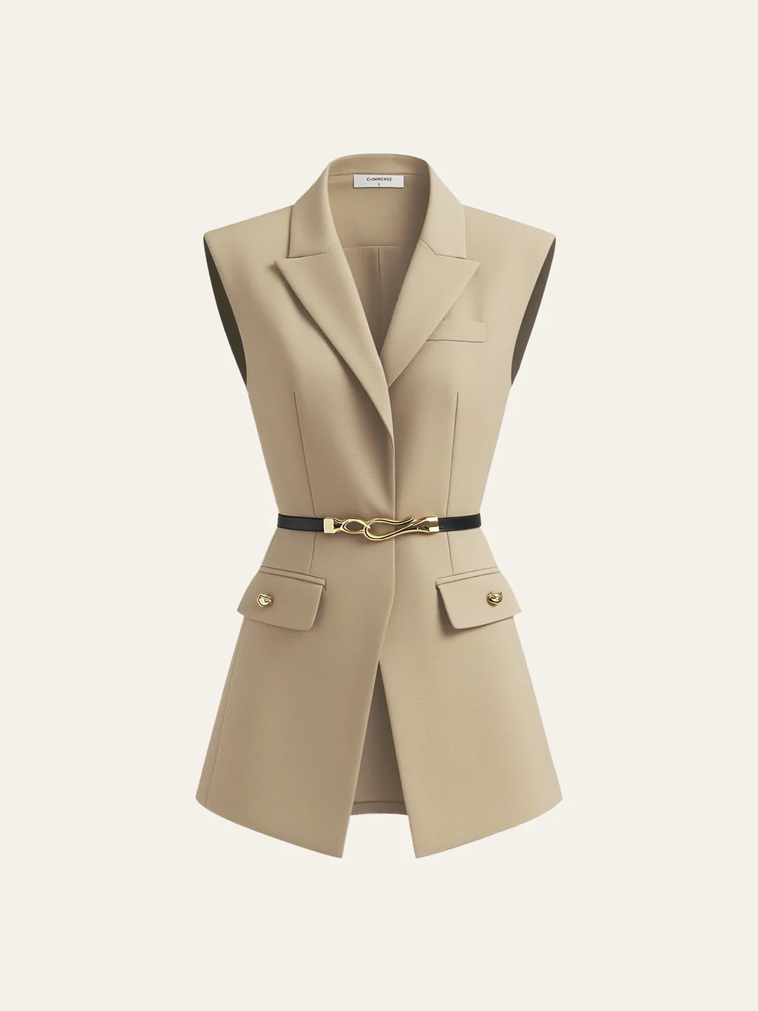 Belted Cap Sleeve Vest | Commense