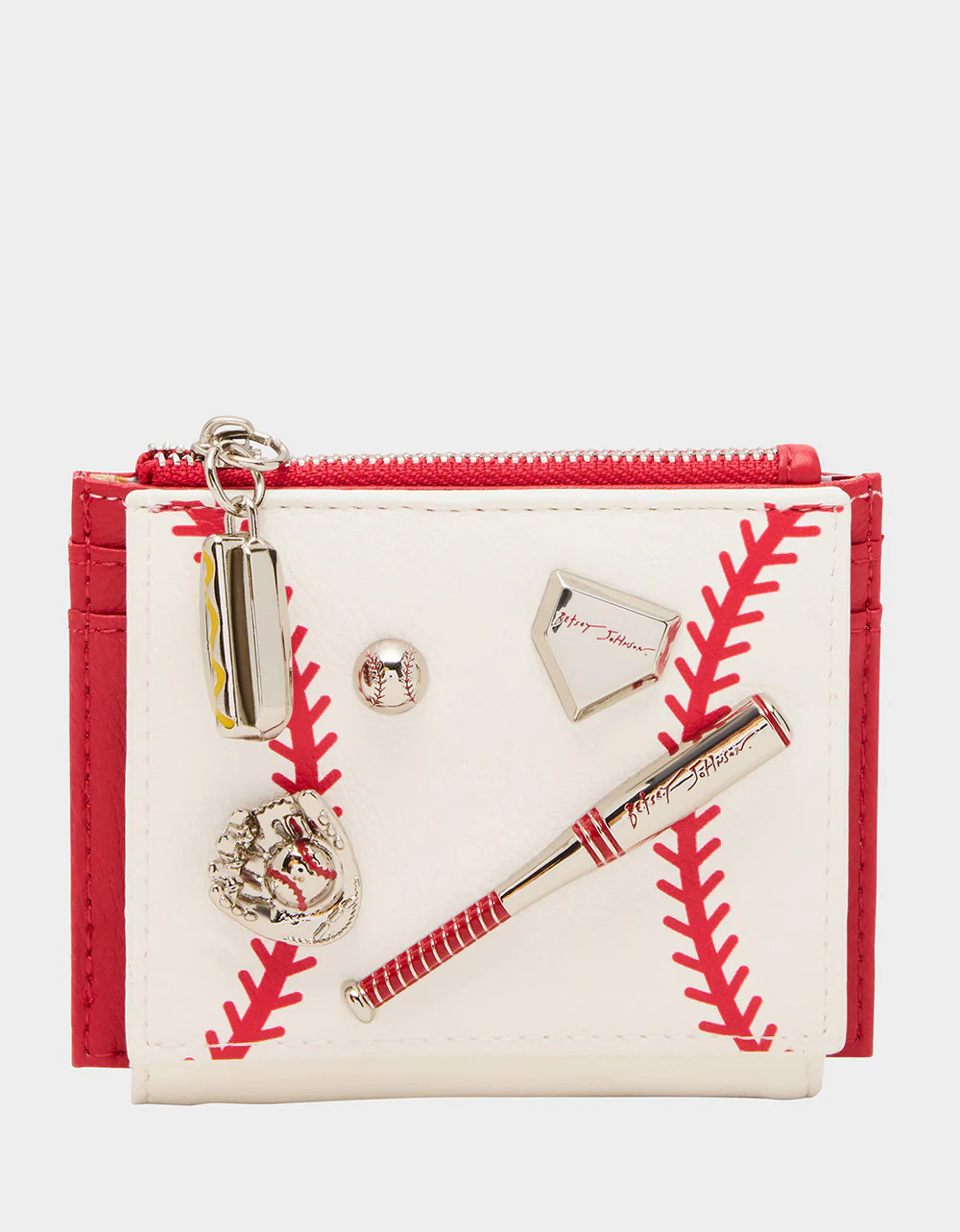 PLAYING THE FIELD WALLET CREAM Bifold Baseball Women's Wallet | Betsey Johnson