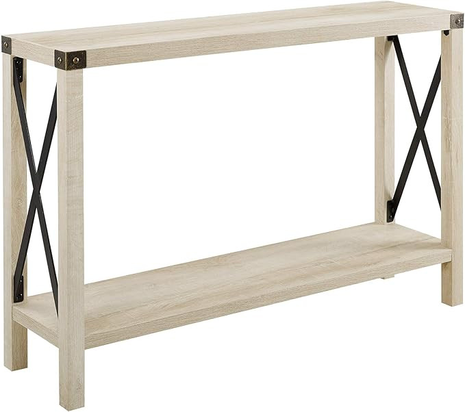 Walker Edison Sedalia Modern Farmhouse Metal X Entry Table, 46 Inch, White | Amazon (US)