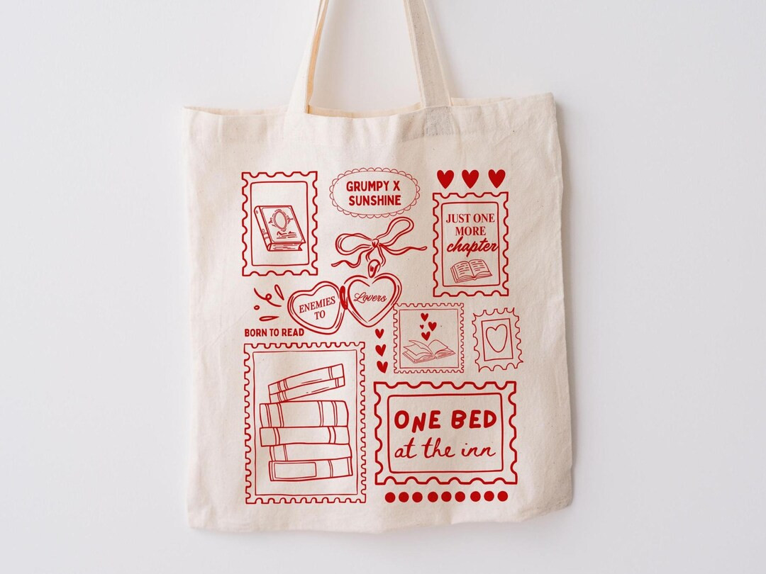 Bookish Tote Bag, Romance Reader Gift, Smut Enemies to Lovers Literary Canvas Carryall, Bookish T... | Etsy (US)