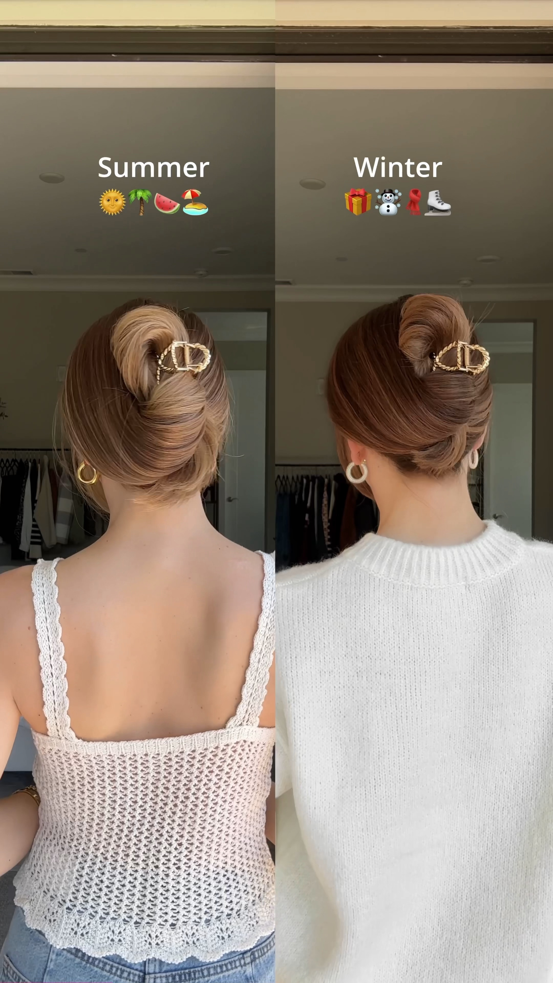Two seasonal versions of my claw clip bun! Which season are you?! 🌞🍉☃️🧣

#LTKWatchNow #LTKSeasonal #LTKHoliday