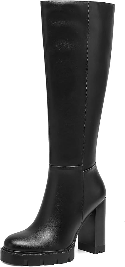 Platform Knee High Boots Women Chunky Block High Heel Boots for Women Tall Long Gogo Boot with Si... | Amazon (US)