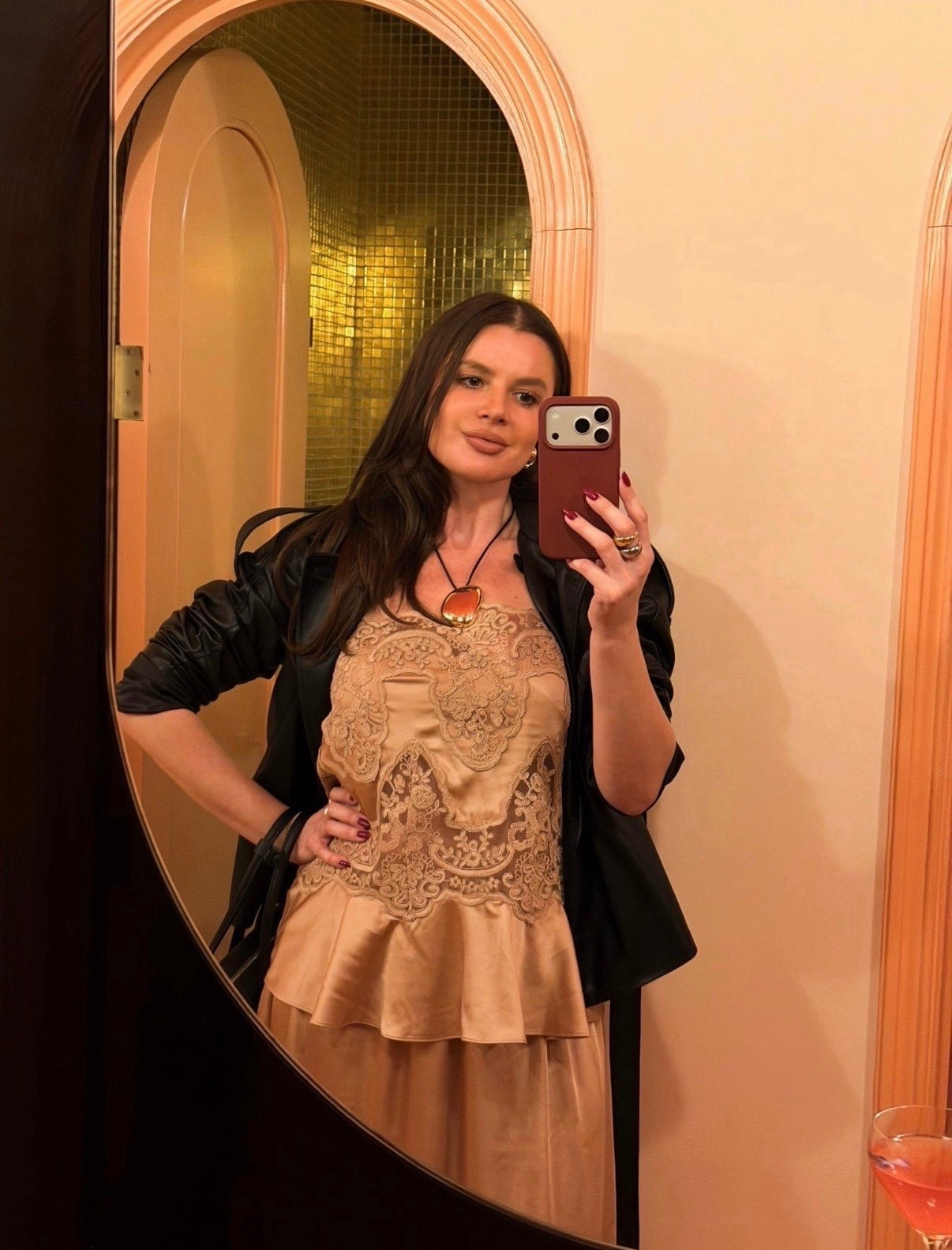 Styling a lace top & skirt set with a black leather short trench coat 
#jacket #leather #short #trenchcoat #lace 

#LTKSeasonal #LTKFindsUnder50 #LTKFindsUnder100