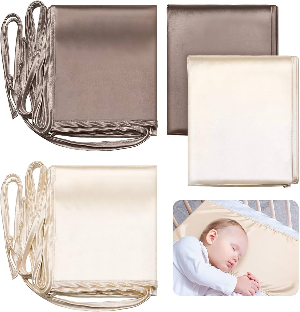 Hosuly 2 Pcs Satin Bassinet Sheet Baby Hair Soft Silk Feeling Sheet Baby Bassinet Sheets for Rect... | Amazon (US)