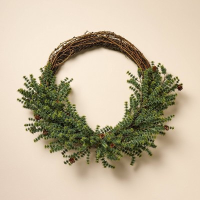 22" Asymmetrical Pine with Pinecone Wreath - Hearth & Hand™ with Magnolia | Target