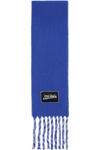 Jean Paul Gaultier - Blue & Gray Logo Patch Scarf | SSENSE