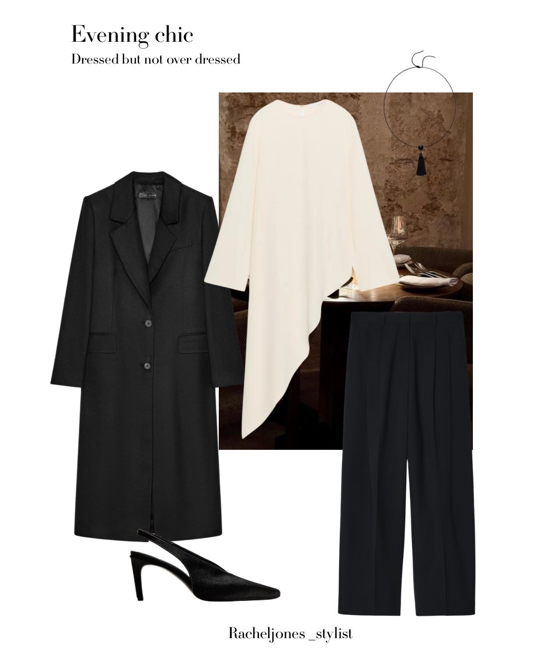 Evening outfit, casual, laid back minimalistic outfit, tuck the drape into the waist band of the trousers & go over sized with the jacket. 

#LTKuk #LTKwinter #LTKautumn