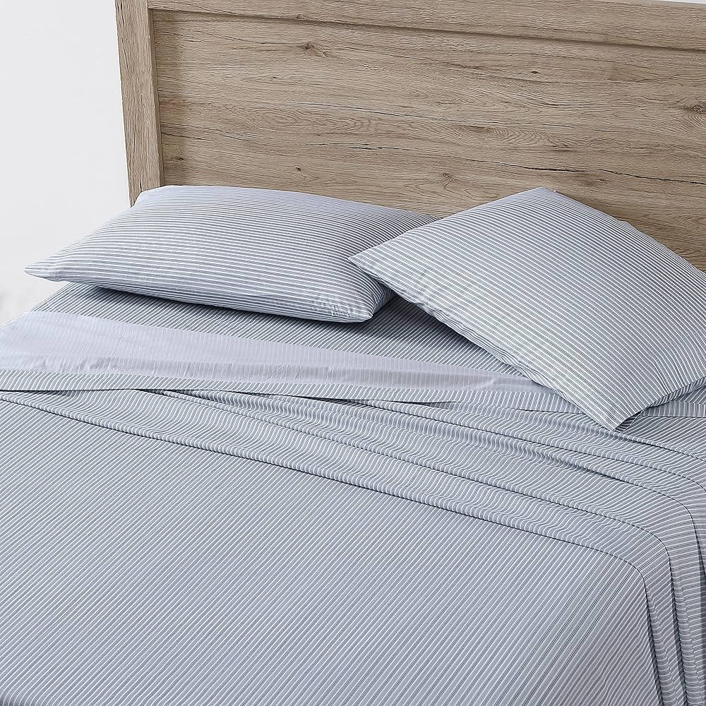 Eddie Bauer Sheets Cotton Percale Bedding Set, Crisp & Cool, Stylish Home Decor, Full, Ticking St... | Amazon (US)