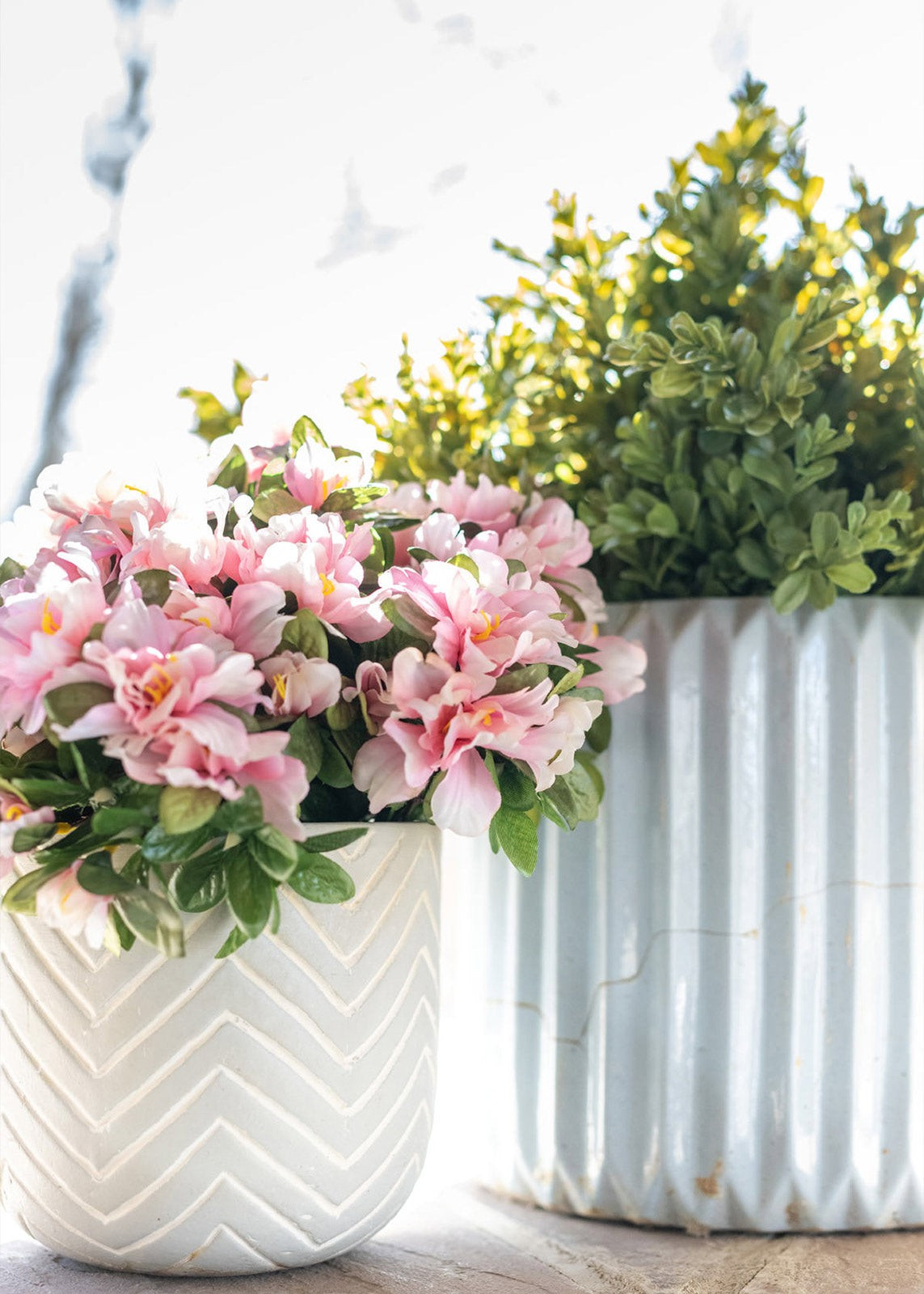 Pink Azalea Silk Flowers Bush - 13" | Afloral (US)