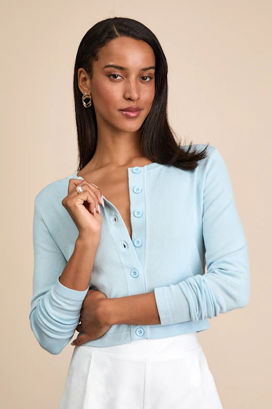 Pippy Light Blue Cropped Cardigan | Lulus
