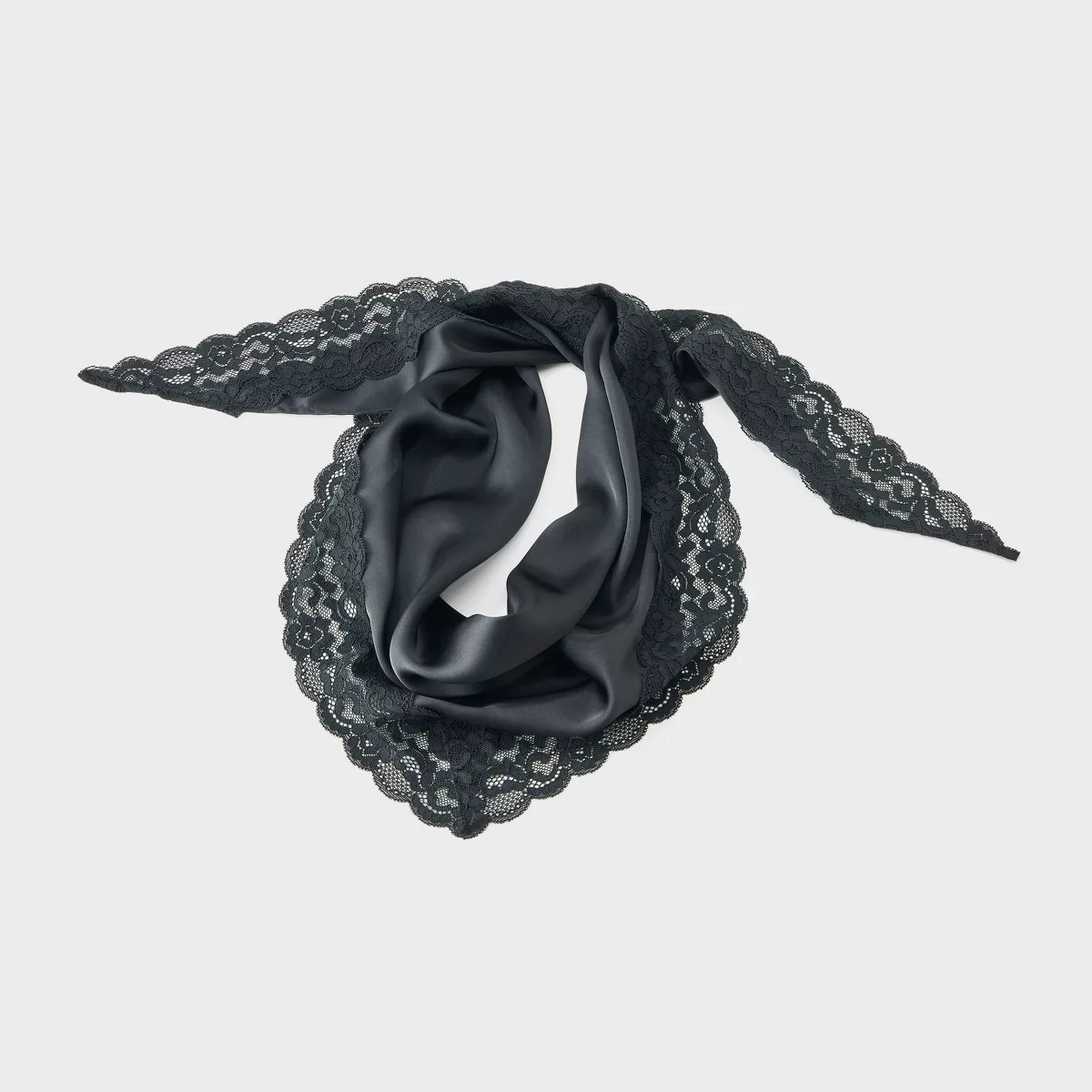 Satin Lace Edge Trim Triangle Scarf - A New Day™ Black | Target
