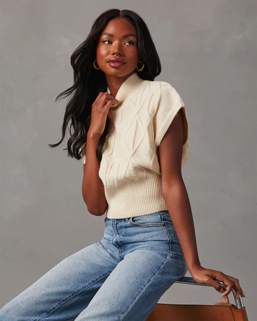 Brasco Turtleneck Sweater Vest - Cream | VICI