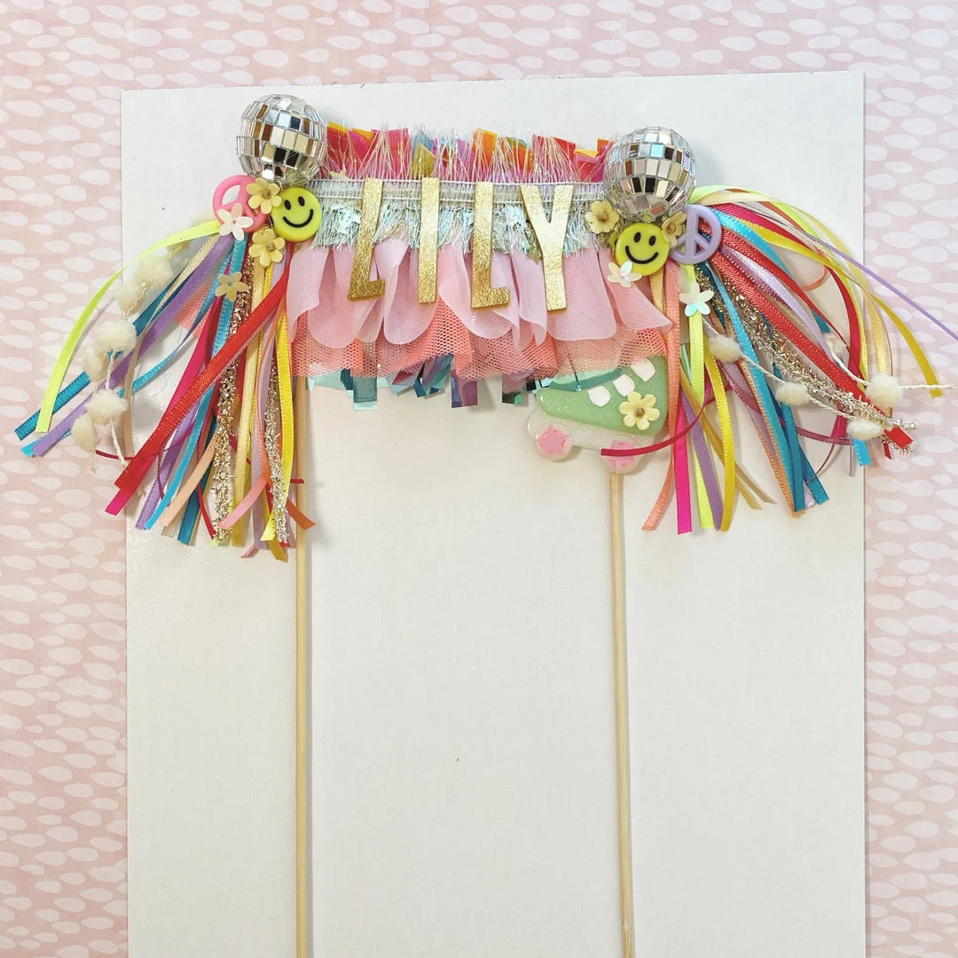 Groovy + Retro FRINGE CAKE TOPPER // Customize your cake topper with your little one's name or ag... | Etsy (US)