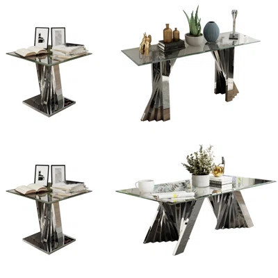 4 Piece Glass And Living Room Table Set | Wayfair North America