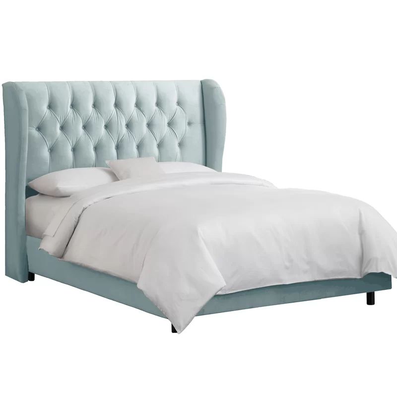 Queen Velvet Pool Alcantara Diamond Upholstered Standard Bed | Wayfair North America