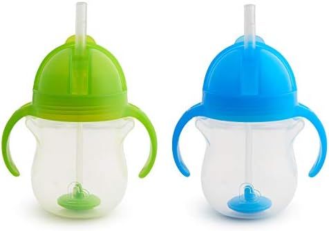 Munchkin Click Lock Weighted Straw Cup, 7 Ounce, Blue/Green, Pack of 2 | Amazon (US)