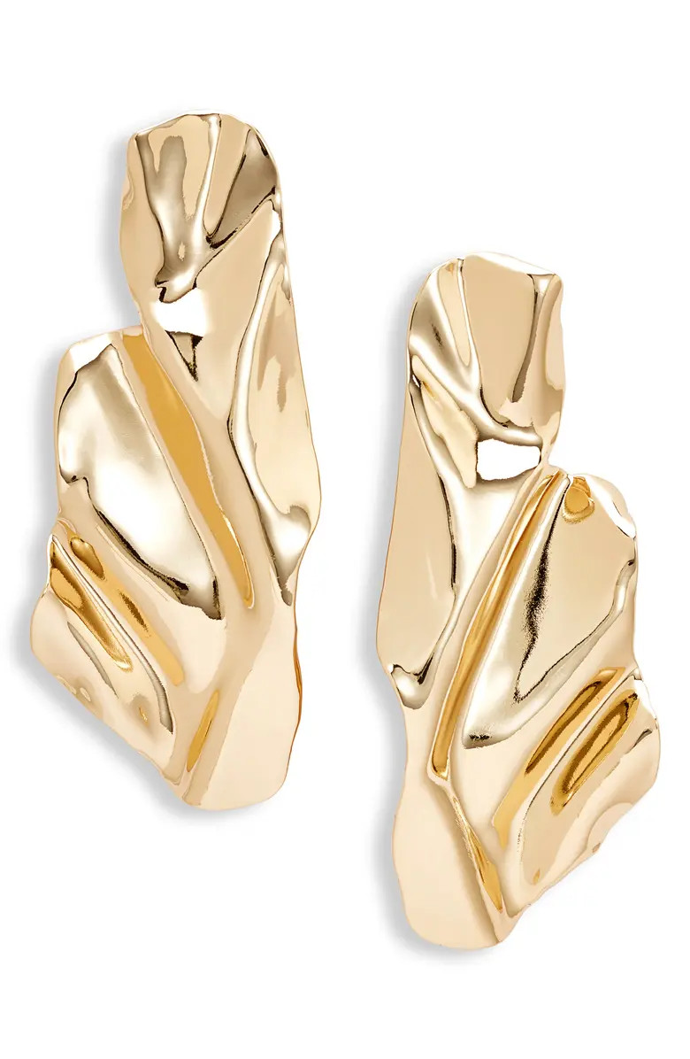 Open Edit Folded Metal Statement Drop Earrings | Nordstrom | Nordstrom