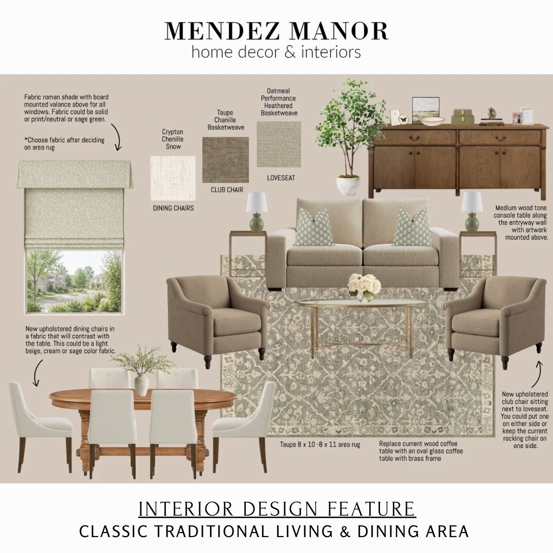 Living room & dining room furniture  refresh for my client in Whittier, California. 

Going with a two seat power recliner along with a couple club chairs. Of course a nice large area rug will ground everything together. 

👉🏻 If you’re done saving inspiration photos and ready for an actual plan for your home, this is for you. ✨

My flat-rate full room design package gives you a complete, cohesive design — layout, furniture, lighting and styling — all mapped out before you start ordering.

✔️ No hourly billing.
✔️ No guesswork.
✔️ Just a professional plan you can confidently implement.

I design, you bring it to life, and together we create a space that finally feels finished. 🤗

Visit mendezmanor.com to learn more!

#LTKHome #LTKselfcare
