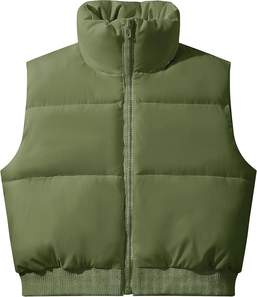 MEROKEETY Women's Crop Puffer Vest Stand Collar Sleeveless Zip Up Lightweight Fall Padded Gilet C... | Amazon (US)