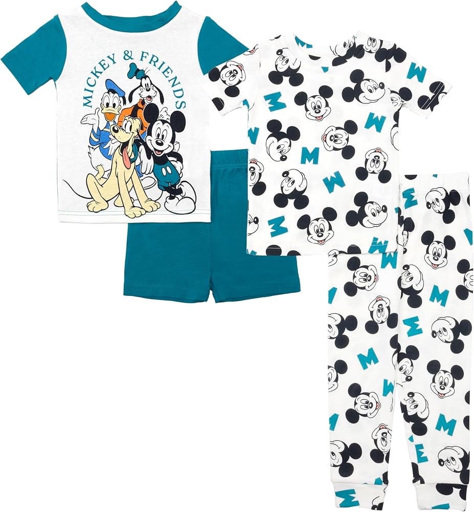 Disney Boys' 4-Piece Snug-fit Cotton Matching Comfortable Pajama Set, Soft & Cute for Kids | Amazon (US)